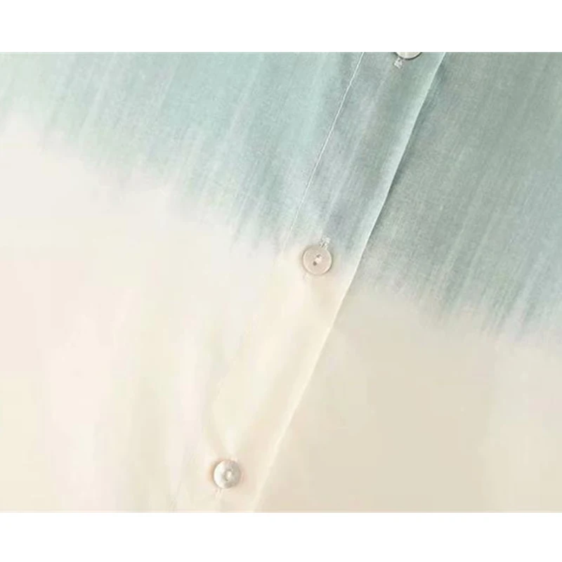 

ZA Ladies Blouse Shirts 2021 Gradient Single Breasted Causal Pocket Thin Top Female Long Sleeve Turn Down Collar Loose Outfits