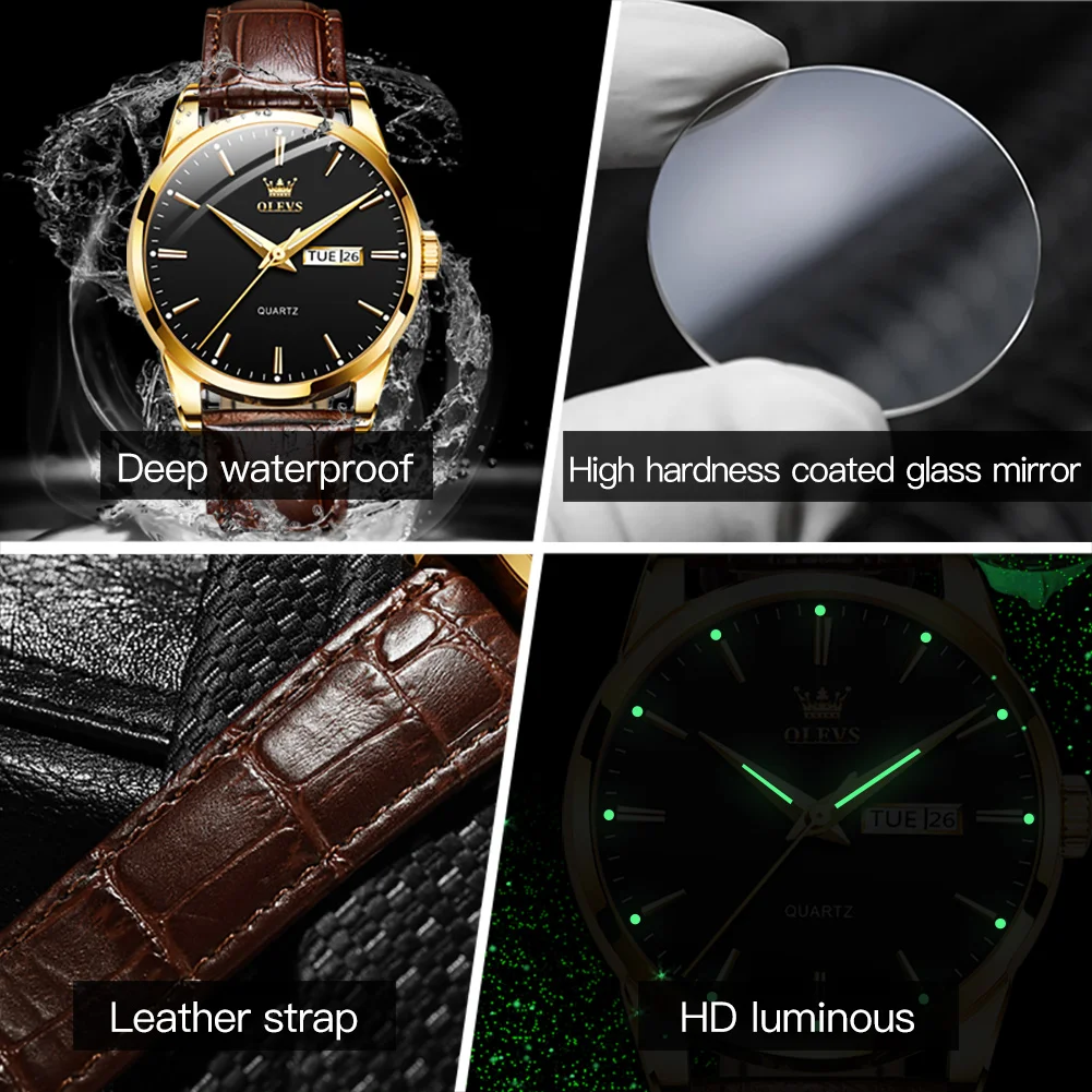 Couple Quartz Wristwatch Men and Women Fashion Waterproof Watch Double Calendar Luminous Hands Casual Style Elegant Lover Clock