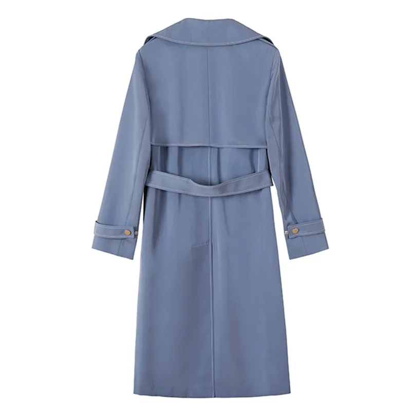 

Women's Spring Autumn Coat Korean Style Solid Color Loose Long-sleeved Trench New Belt Thin Female Trench Coats GX845