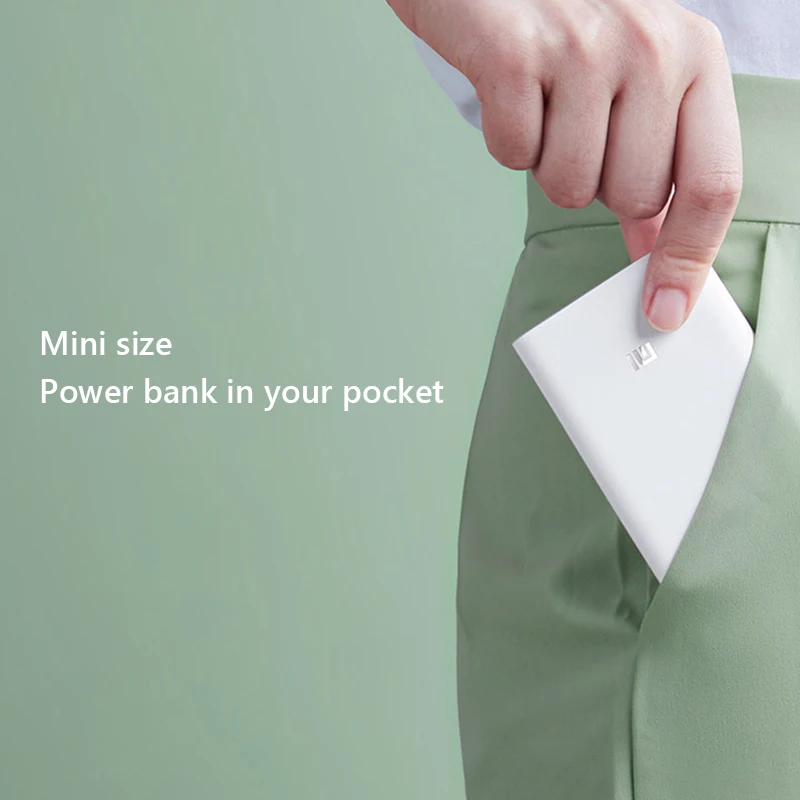 Внешний аккумулятор Xiaomi 10000 мАч PB1022ZM Pocket Версия Mini 3 out 2 в Powerbank портативное