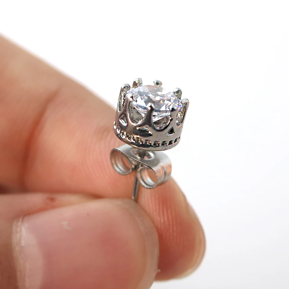 Серьги гвоздики из нержавеющей стали в форме короны комплект больших шпилек с