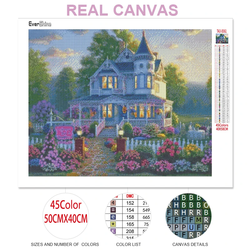 evershine diamond painting house full square diamond embroidery scenery natural rhinestone cross stitch mosaic kit home decor free global shipping