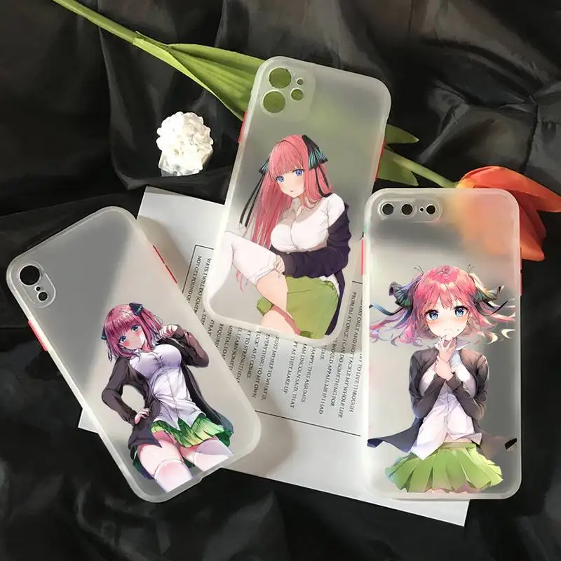 

Nakano Nino Anime Cartoon Phone Case White Color Matte Transparent For iPhone 13 12 Mini 11 Pro X XR XS Max 7 8 Plus Shell Cover