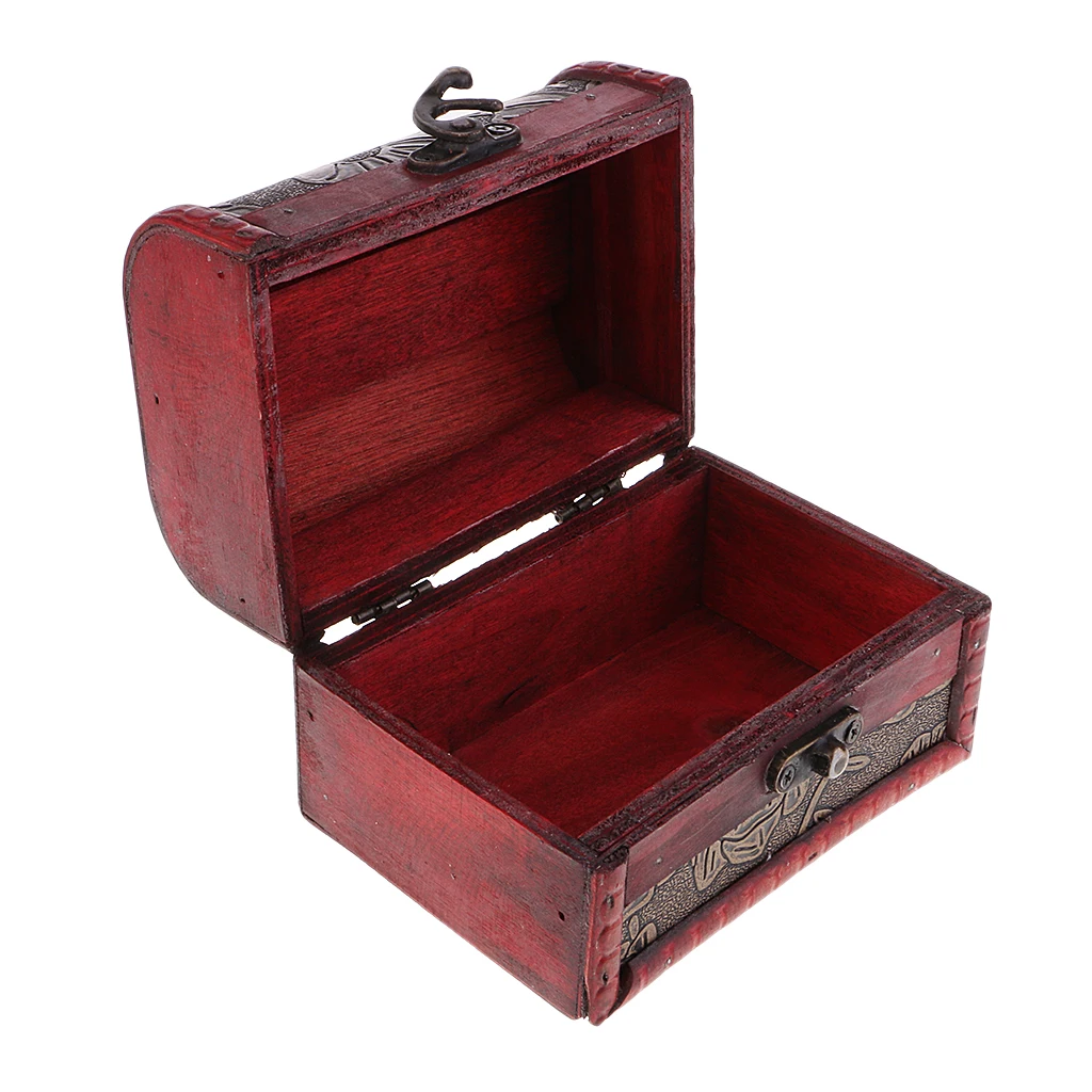 

Vintage Wooden Jewelry Storage Box Treasure Chest Organizer Gifts Box 12x8cm