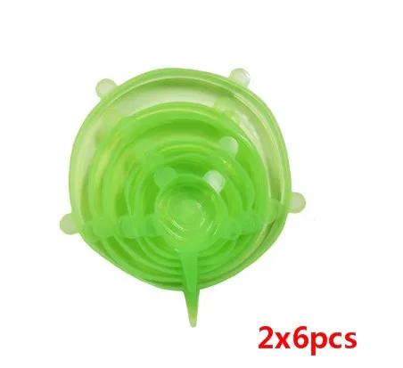 M-12PCS 6/12 шт Многоразовые Силиконовая крышка для еды стрейч Vacuum Seal Обёрточная бумага Кухня организации Пособия по кулинарии Еда держать закрытые крышки дропшиппинг - Цвет: M-12PCS