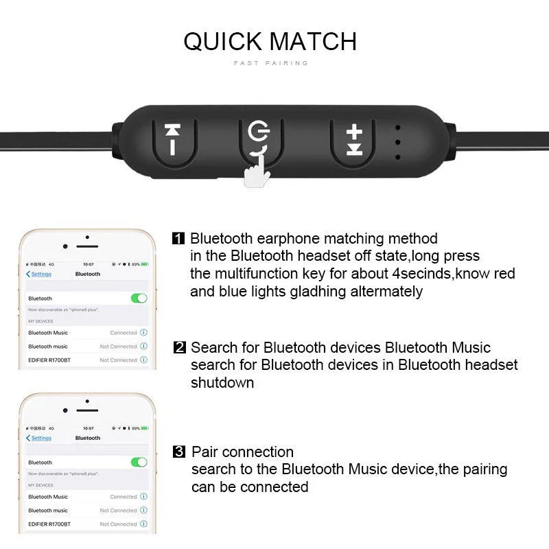 Магнитные беспроводные bluetooth-наушники музыкальная гарнитура спортивные