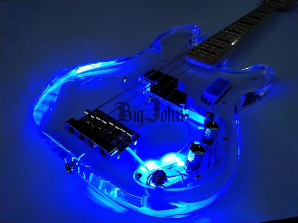 Новинка 4 струны электрическая бас-гитара корпус из акрилового стекла