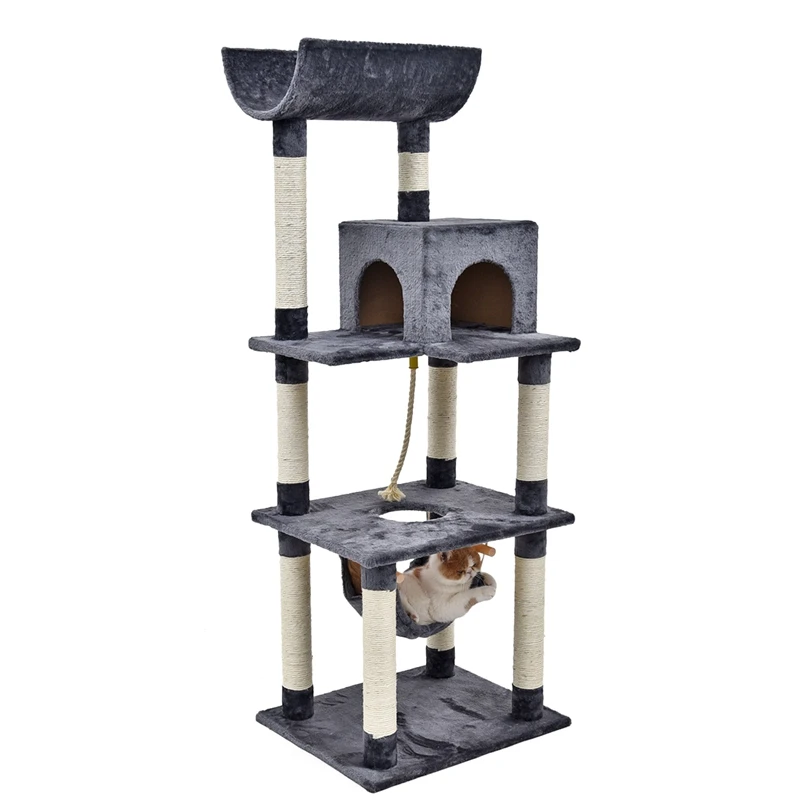 PAWZRoad Когтеточка для кошек дерево скалолазание кошка прыгающая игрушка с лестницей скалолазание рама мебель для кошек Когтеточка#0210