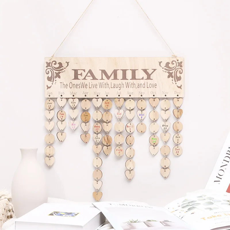 

DIY Wooden Crafts Love Circle Calendar Listing Manual Notes Creative Valentine's Day Party Family Home Store Decoration Pendant