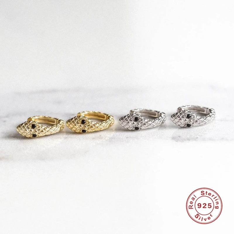 

Aide Real 925 Silver Earrings for Women Gothic Gold Snake Earrings Girl Ear Bone Piercing Earrings Punk Female Statement Aretes