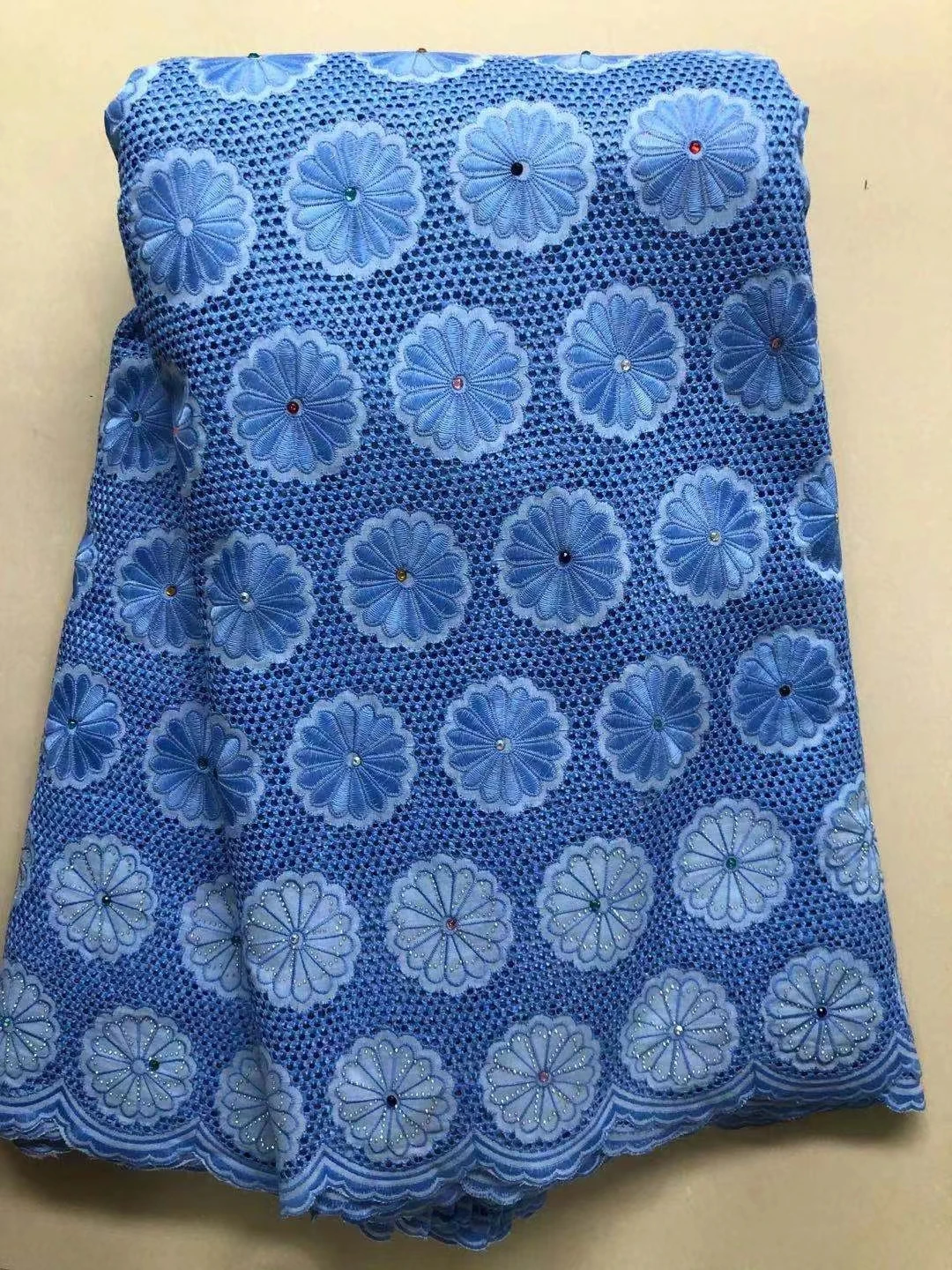 

2021Calssic Green 100%Dry Cotton Embroidery Voile Lace With Stones African Swiss Fabric Fashionable Party Dress NN772_N