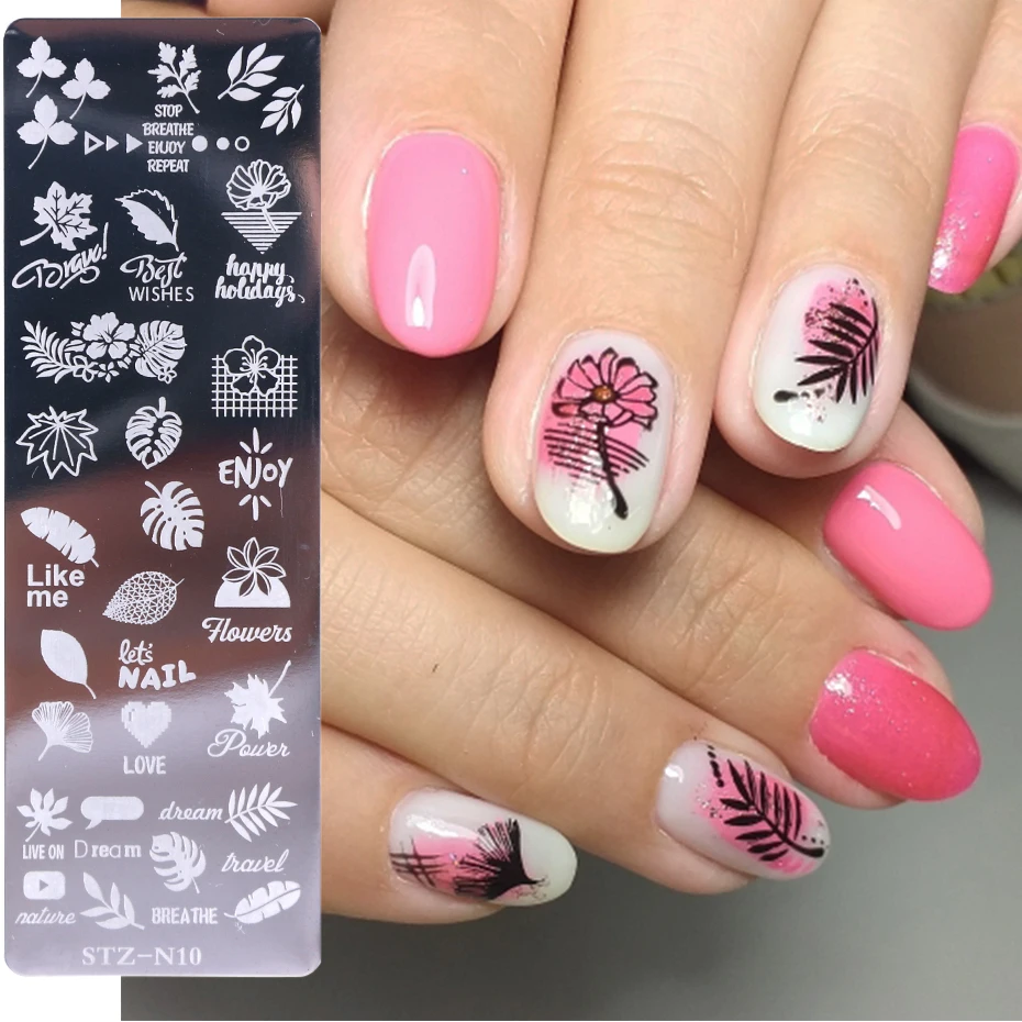 

2021 Spring Leaf Image Nail Art Stamping Plates Transfer Polish Print For Nail Stencil Mold Stamping Plates Manicure