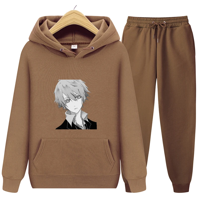

MenFashionHoodiesMenSuitsSolidSetsMenJapaneseanimationprintingSweatshirts+Sweatpants Spring Autumn Fleece Hooded Pullover