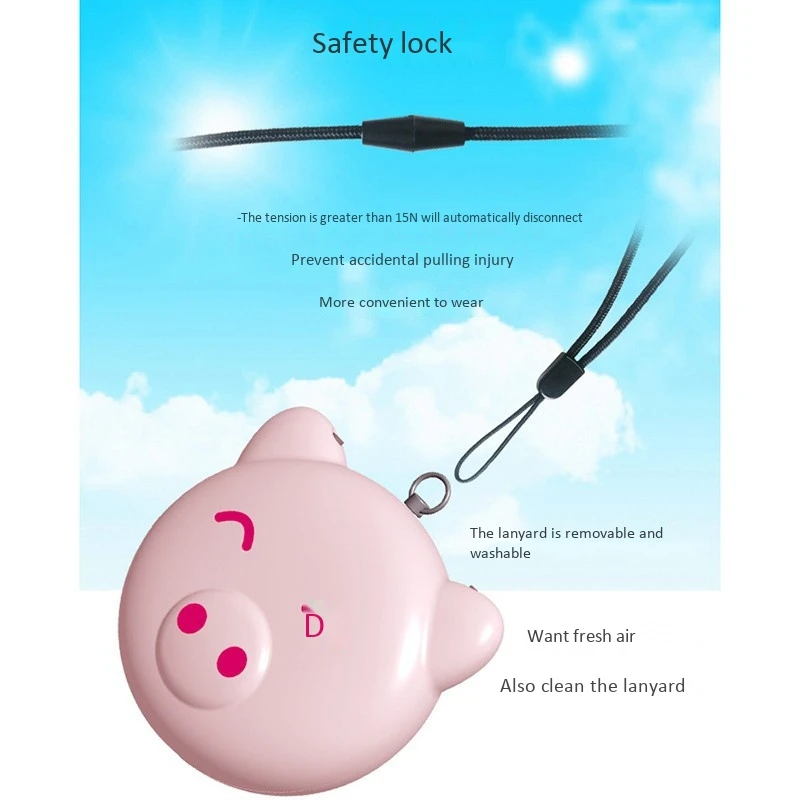 

2 Pcs Cute Mini Air Cleaner Fresh Hanging Neck Air Purifier Portable Wearable Negative Ion