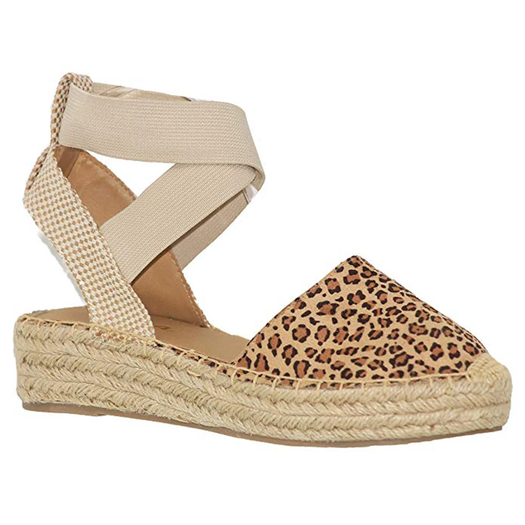 

Plus Size 35-43 SUOVEKGO 2020 New Fashion Women Flock Matched Leopard Print Breathable Cotton Casual Sandals Ladies Sandals