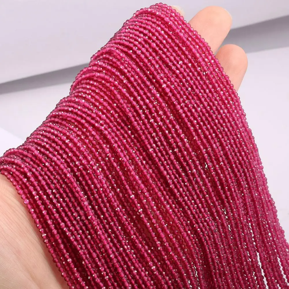 

Natural Stone Beads Small section Bead Synthetic Rubys 2 3 mm Loose beads for Jewelry Making DIY Bracelet Necklace length 38cm