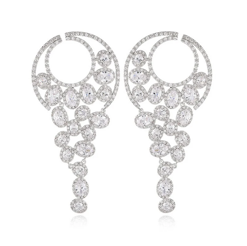 

Micro-set colored oval zircon earrings 210322-06