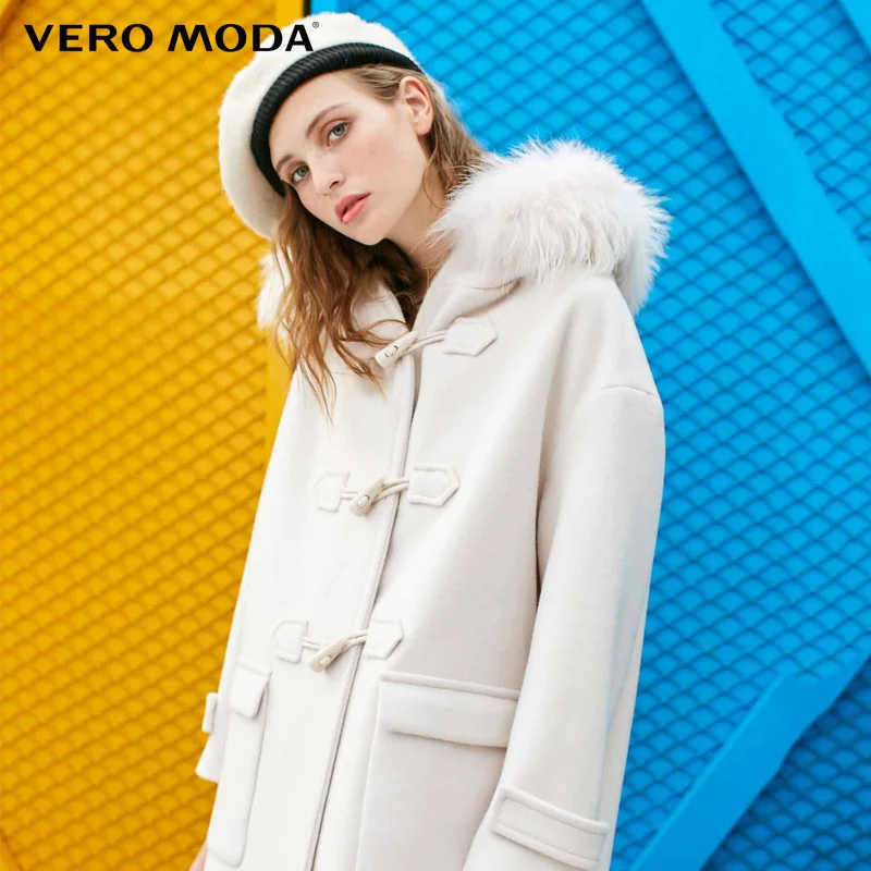 Vero Moda женский воротник из енота Роговая кнопка зима с капюшоном длинный 80%