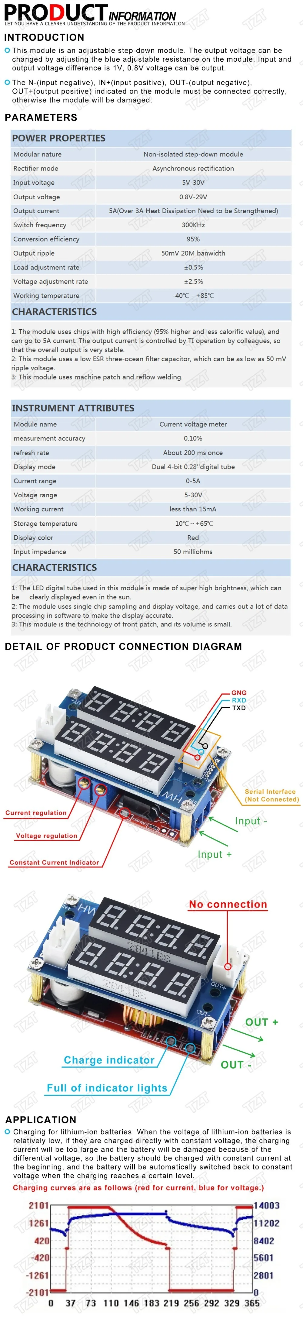 XL4015 5A Регулируемая мощность CC/CV понижающий модуль заряда светодиодный Вольтметр Амперметр постоянный ток постоянное напряжение