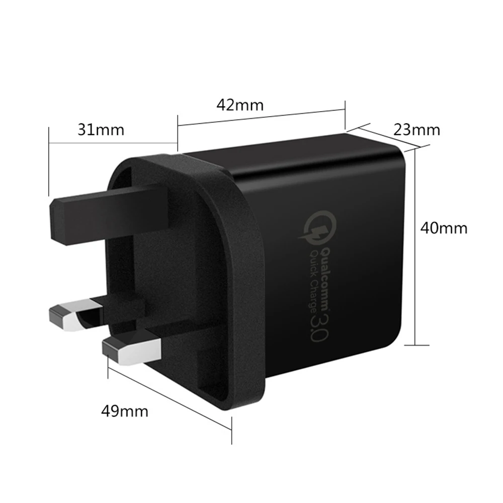 

QC3.0 charger 5v3a charging UK plug 18w mobile phone quick charger UK HK Singapore Universal Power Adapter for apple Android