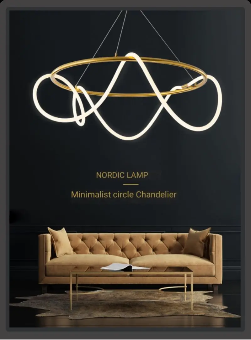 

Nordic Light luxury lamp post modern minimalist chandelier creative line lamp living room dining room lamp LED strip lamp