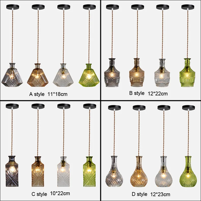 Винтажный подвесной светильник с стеклянной бутылкой Классическая Подвесная