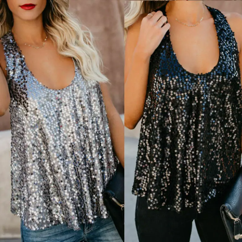 Хит лета 2020 модные женские майки с блестками повседневный жилет майка рубашка