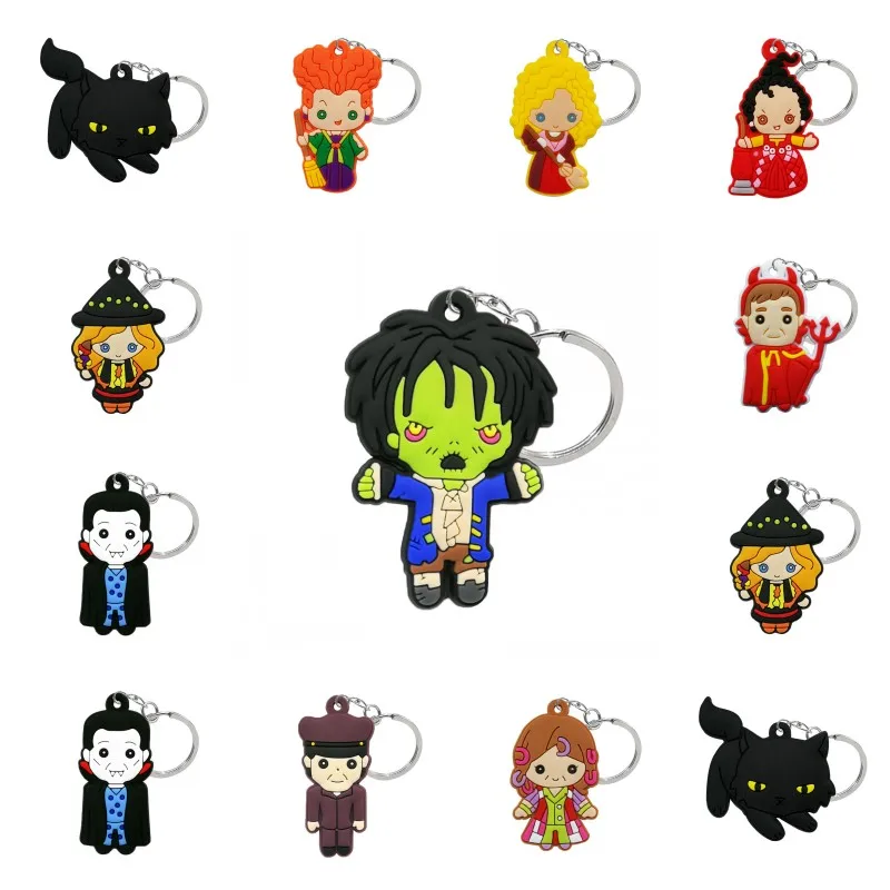 

20PCS PVC key ring kawaii witch anime key chains magic cartoon character key holder fit fans souvenir gift women men keys charms