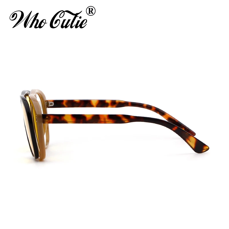 Мужские и женские очки авиаторы WHO CUTIE винтажные желтые солнцезащитные в стиле