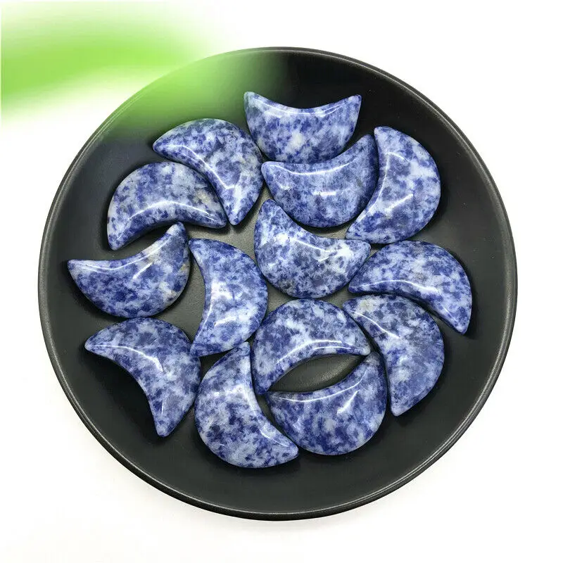 1 шт. натуральная голубая точка яшма в форме Луны кристалл драгоценный камень