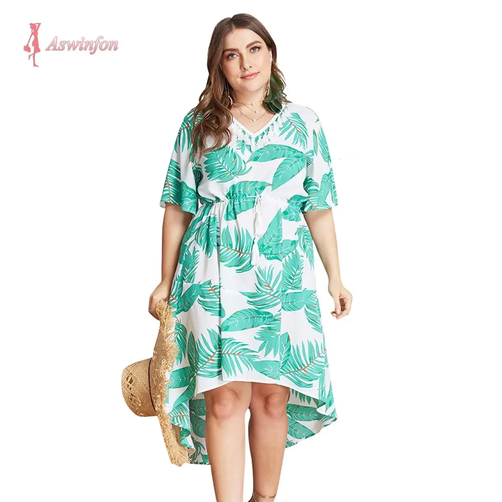 Женское свободное платье трапеция с цветочным принтом большие размеры|Женские