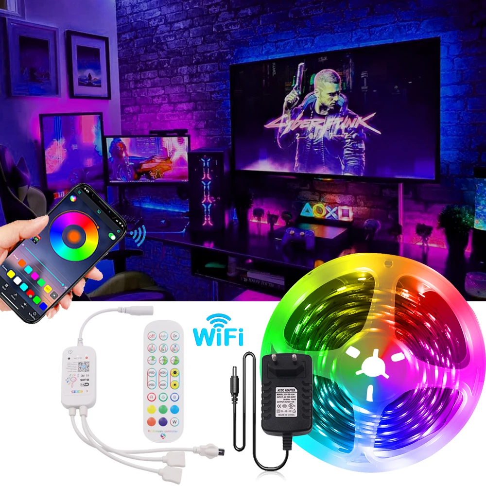 

Светодиодные ленты RGB с Wi-Fi и Bluetooth-контроллером, 12 В, 5050