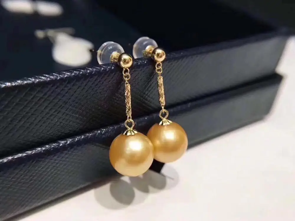 

Hot Gorgeous 18K Yellow Gold Dangle Earrings Mountings Settings AU750 Jewelry Findings for Pearls Beads Stones Agate Coral Jade