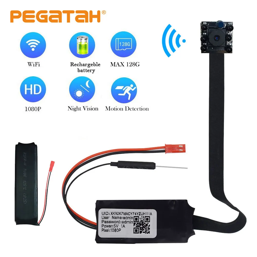 1080P супер мини Wi fi батарея камера HD wifi P2P движения видеокамера дистанционное управление безопасности камера ночного видения Скрытая TF карта - Цвет: C2-B