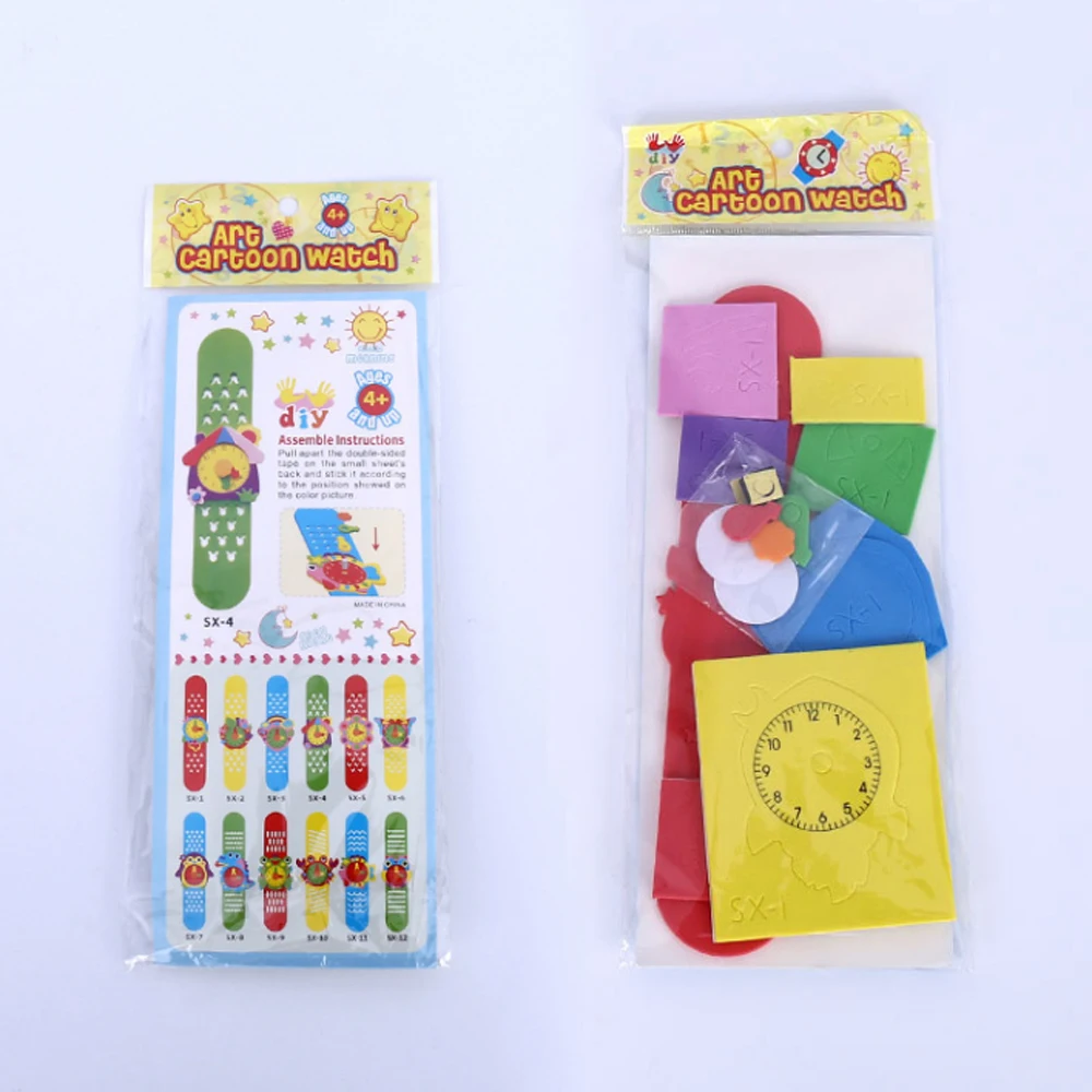 Children's Creative 3D EVA Foam Craft Handmade Sticker Early Education Diy Material Package Simulation Cute Cartoon Watch Toy | Игрушки и