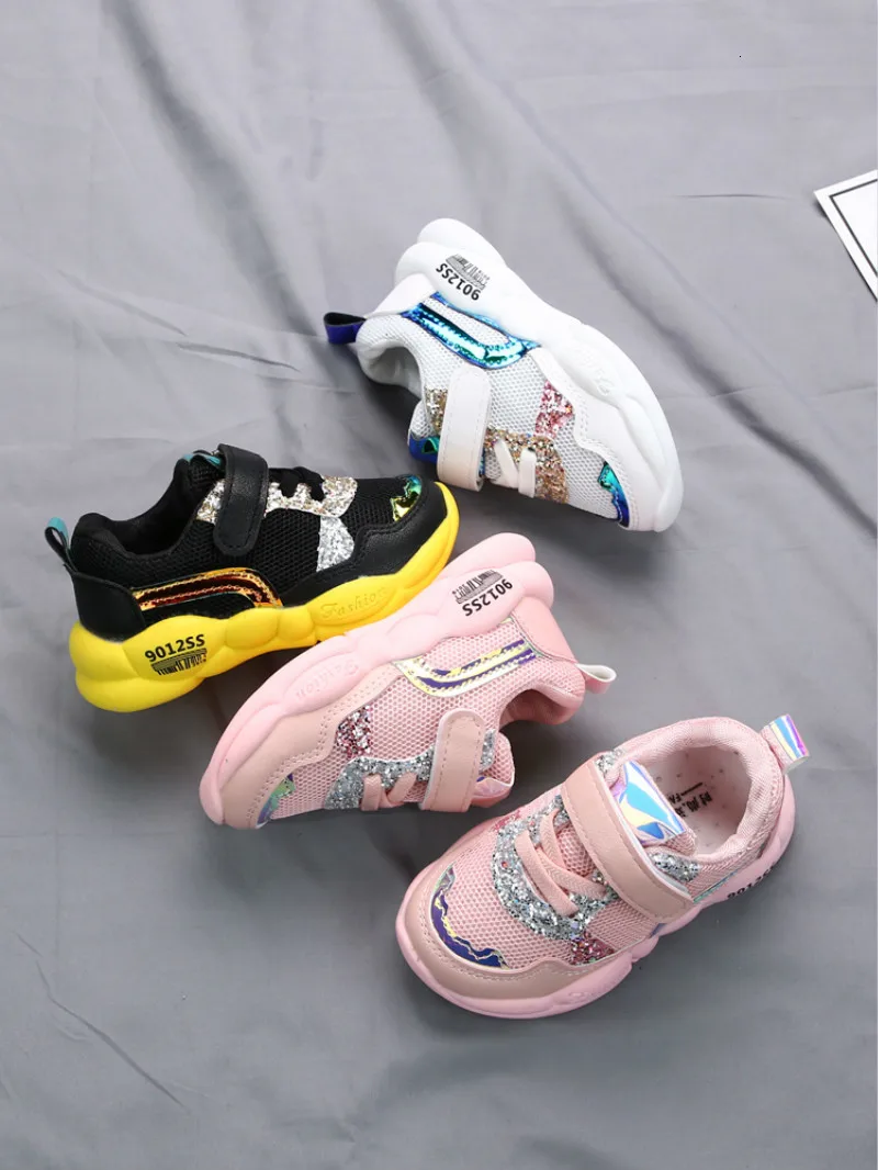 Детские кроссовки с блестками износостойкие повседневные вентилируемые для