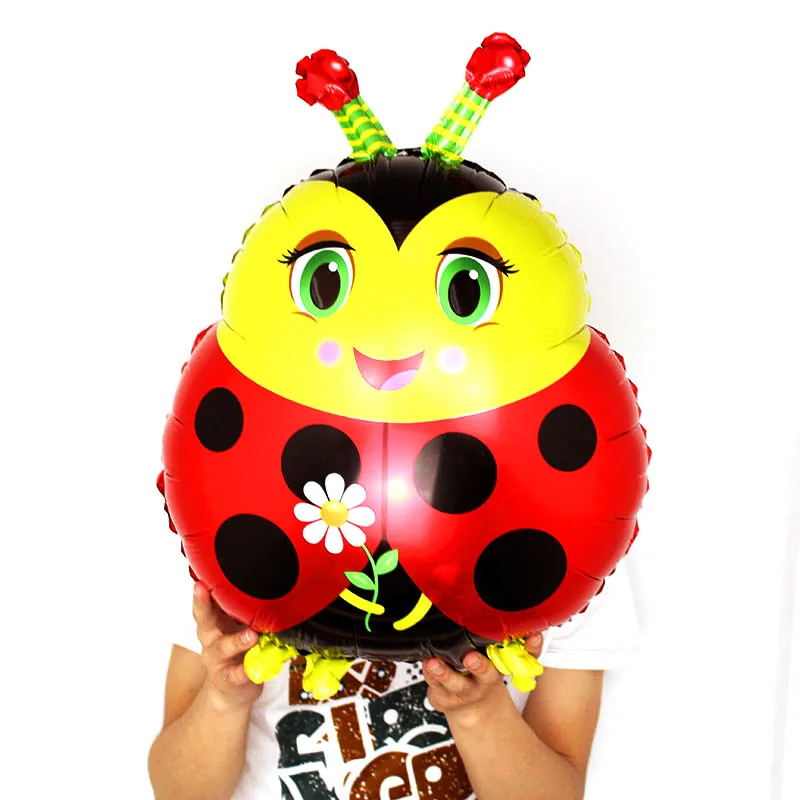 Large ladybug Лесные гелиевые шары в форме животных для дня рождения принадлежности лиса Ежик белка енот воздушный шар из фольги Детские вечерние принадлежности - Цвет: Large ladybug