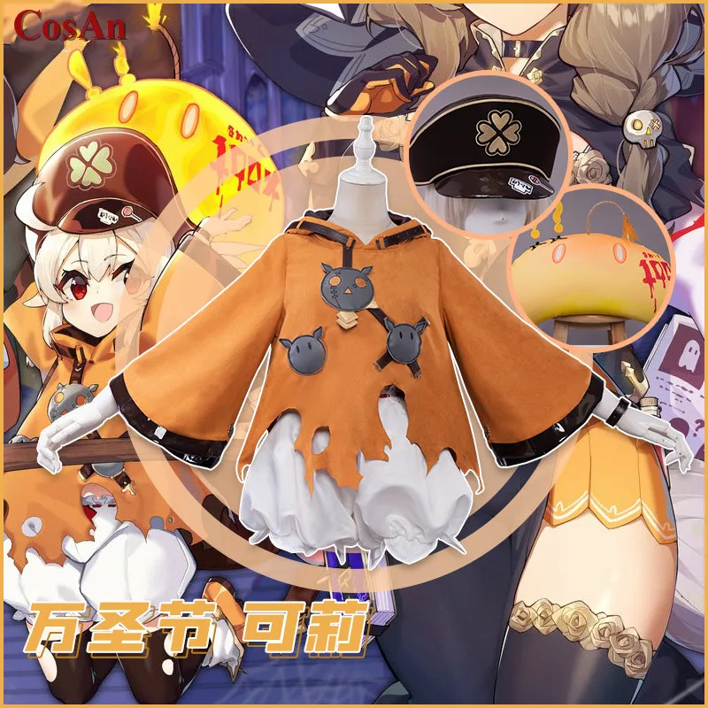 

New Game Genshin Impact Klee Cosplay Costume Lovely Sweet Halloween Pumpkin Dress Female Activity Party Role Play Clothing XS-L