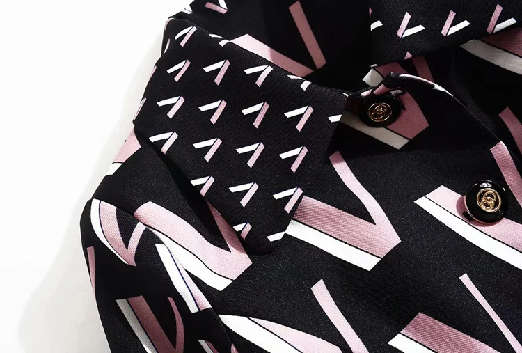 Windbreaker High Quality Autumn Winter New Women'S Fashion Party Office Vintage Elegant Letter Print Long Sleeve Midi Jacket