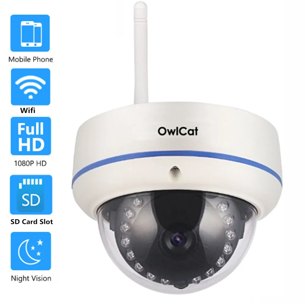 OwlCat HD 1080P купольная Беспроводная IP камера Wifi IR 128G память Android iPhone CamHi Удаленный
