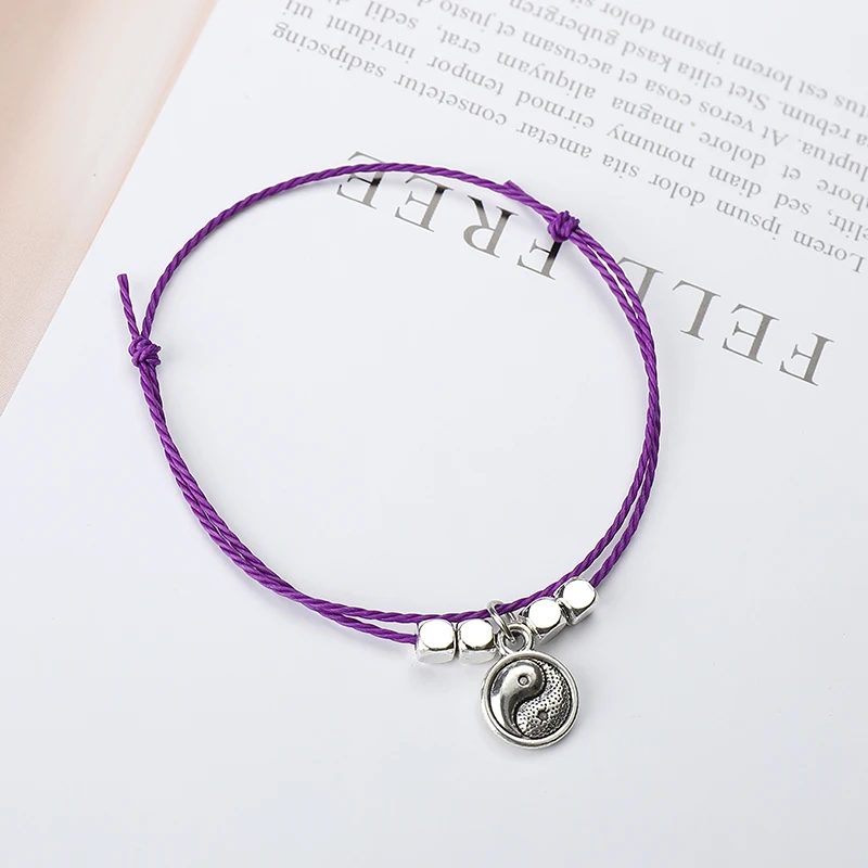 2 шт./лот, Набор браслетов YINGYANG в винтажном стиле для женщин, мужчин, детей, Регулируемая Веревка, Красная Нить, тканый Защитный Браслет для пары