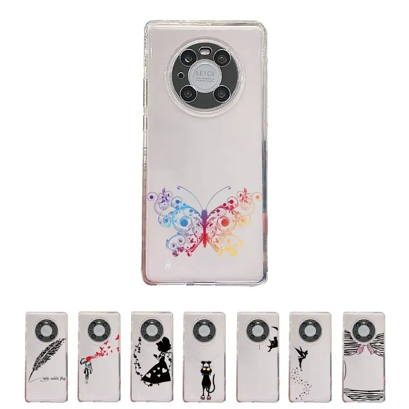 

Cute creative design pattern Phone Case Transparent For Huawei honor V 40 30 20 X note 10 pro lite max s Soft TPU Clear bags