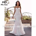 Женское свадебное платье с юбкой-годе, фатиновое платье с кружевной аппликацией, со шлейфом, со шнуровкой сзади, 2021