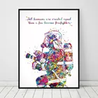 Плакаты с цитатами Fireman, акварельные плакаты и принты, огненный солдат, Hero, живопись на холсте, абстрактные настенные картины для гостиной, домашний декор