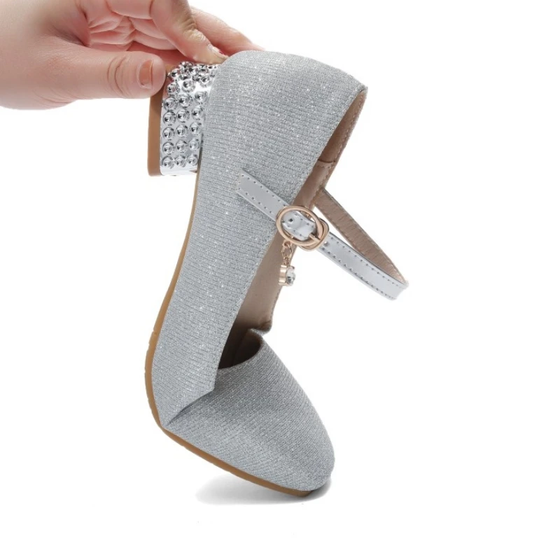TAOFFEN Women Pumps Fashion Crystals Metal Buckle Shoes Girl New Design Heels Stylish Dance Party Footwear Size 28-40 | Обувь