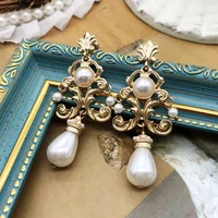 vintage earrings stud flower drop pearl pendant long ear jewelry for wedding party bridal accessories