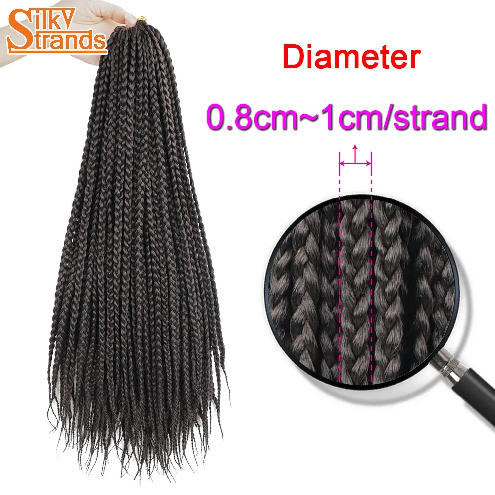 22 Strands/Pack Pure Micro Box Braids High Temperature Fiber Synthetic Braiding Hair Bulk Crochet Extensions For |
