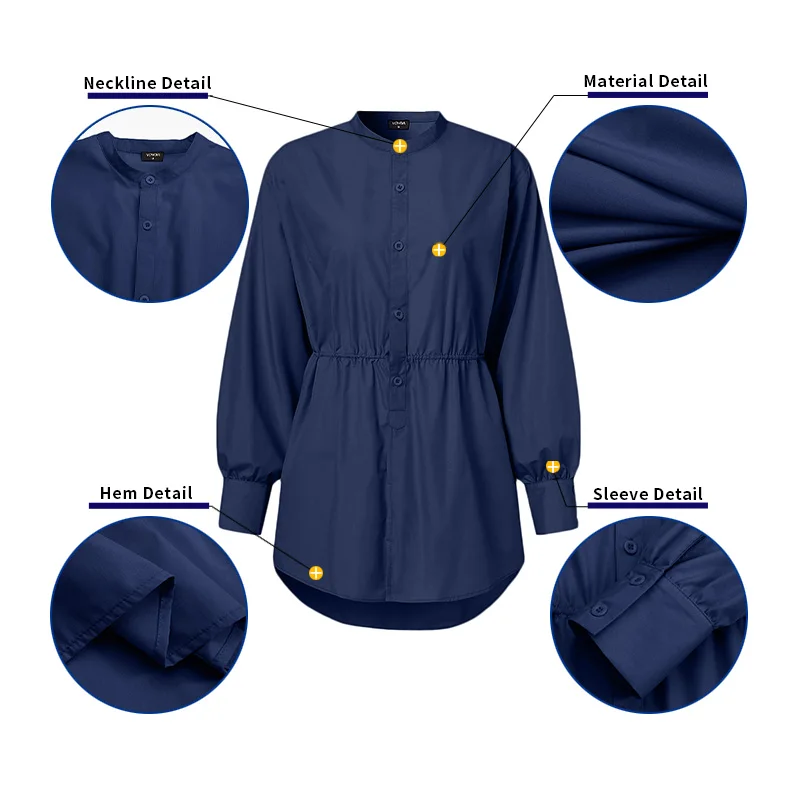 

Women Elegant Office Ladies Blouse Tops Casual Long Sleeve Solid Color Tops 2021 VONDA Female Blouse Blusa Femininas Plus Size