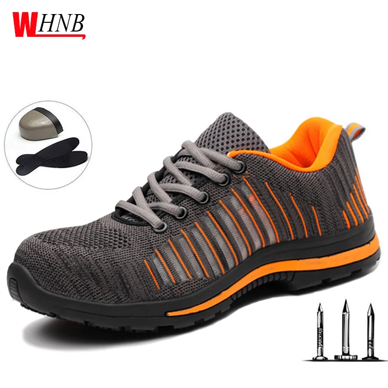 Мужские рабочие ботинки со стальным носком нескользящая защитная обувь сетчатая