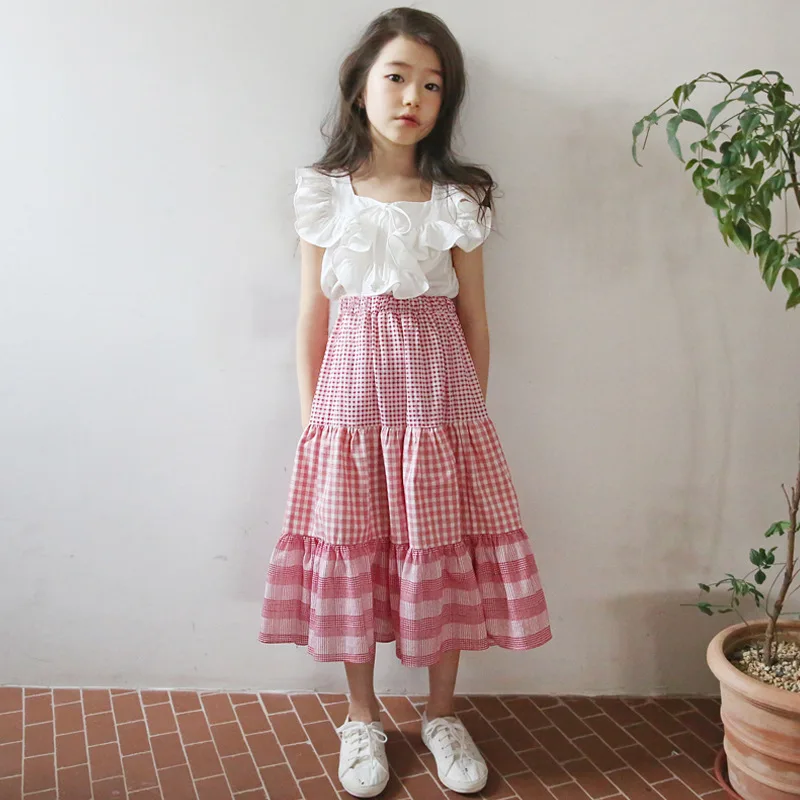 Платье для девочек летнее платье принцессы подростков без рукавов красное белое